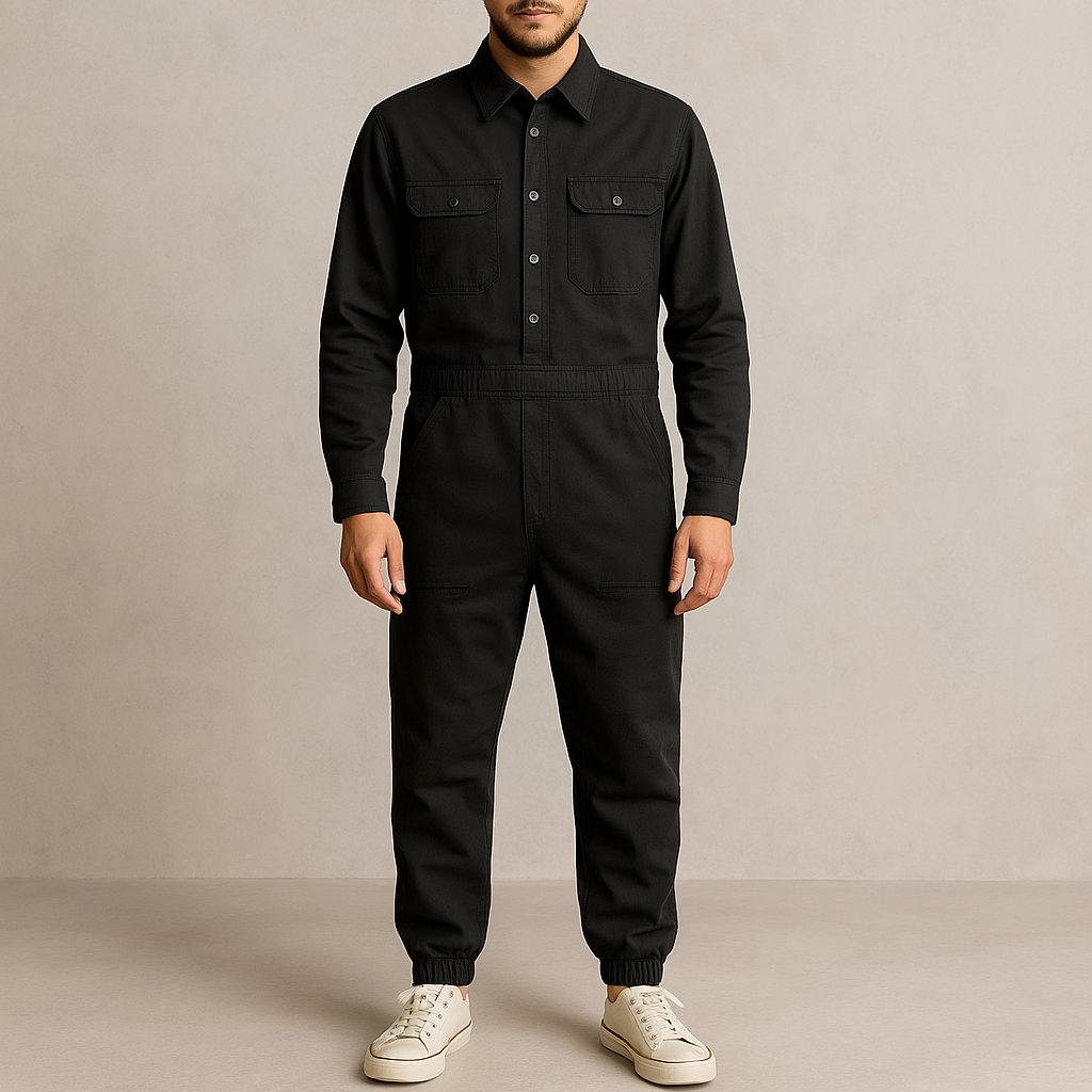 Salopette noire travail chantier style cargo