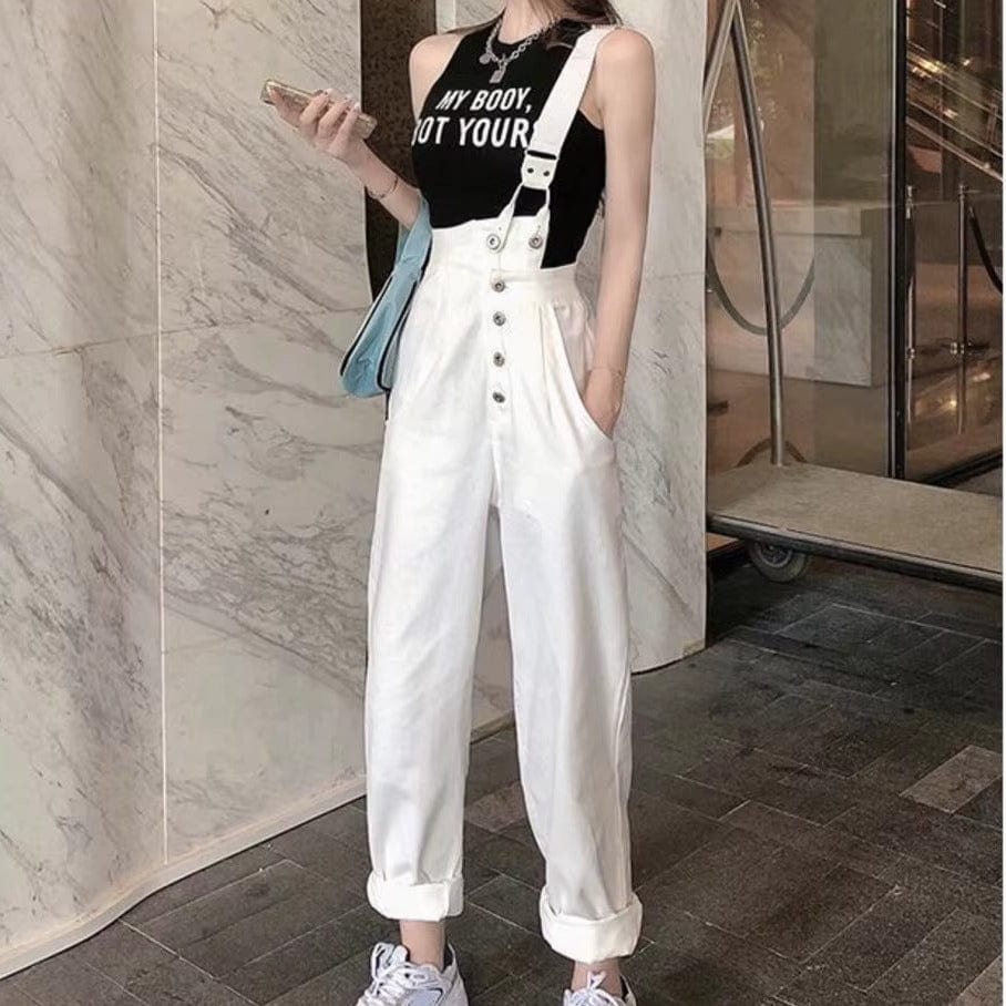 Salopette Blanche pour Femme à Une Bretelle