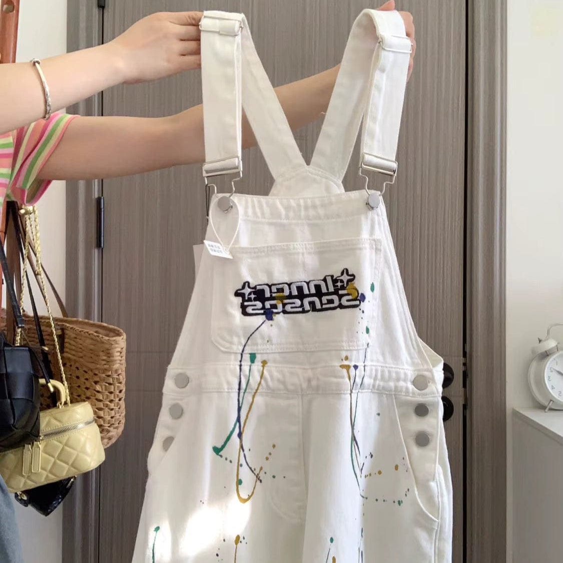 Salopette Blanche Tachée