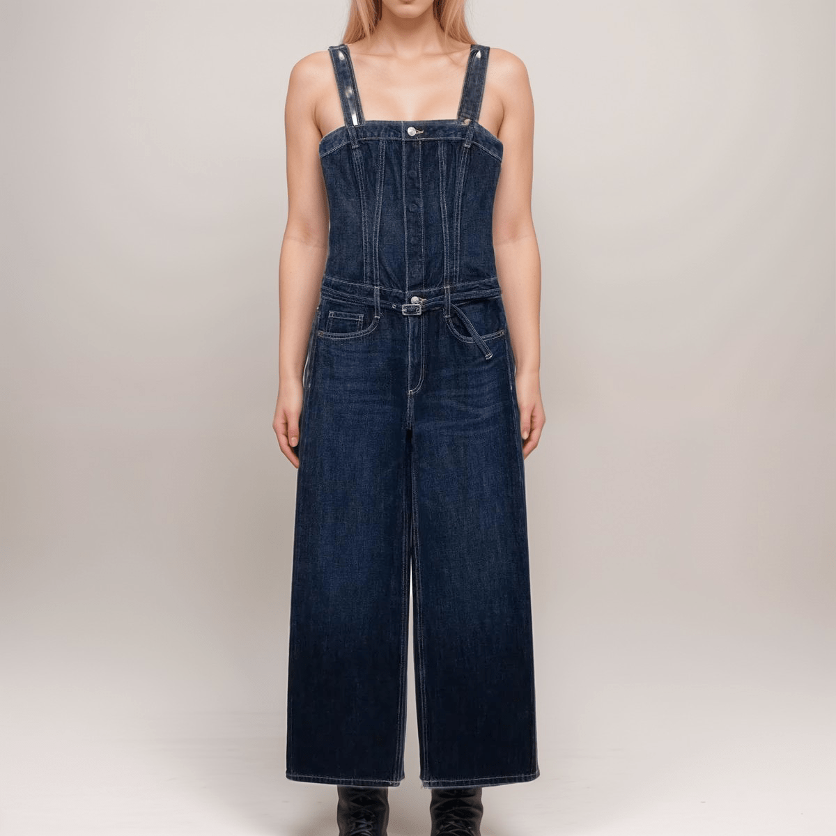 Salopette Bleue Marine Effet Corset