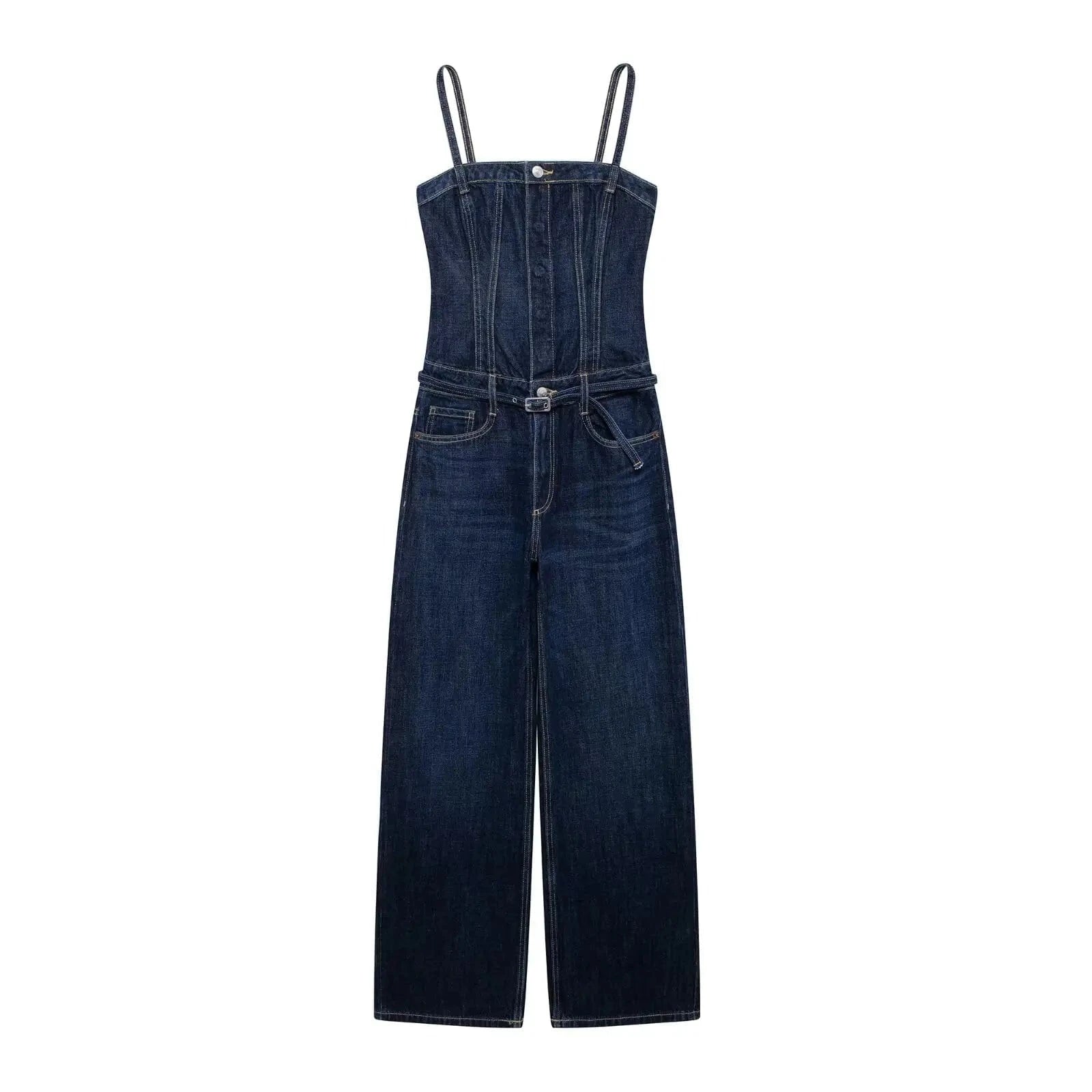 Salopette Bleue Marine Effet Corset