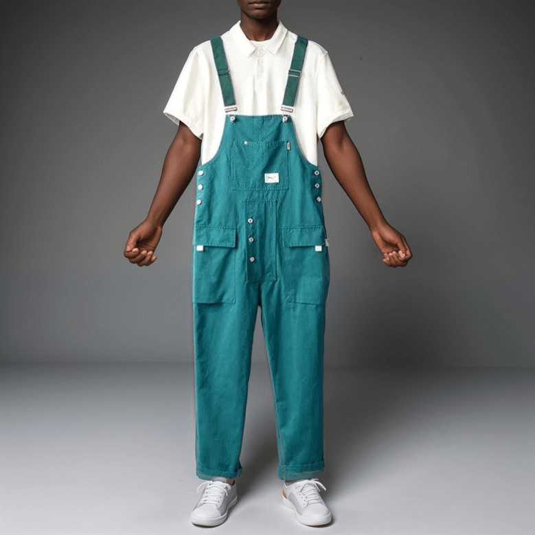 Salopette cargo en toile jean colorée