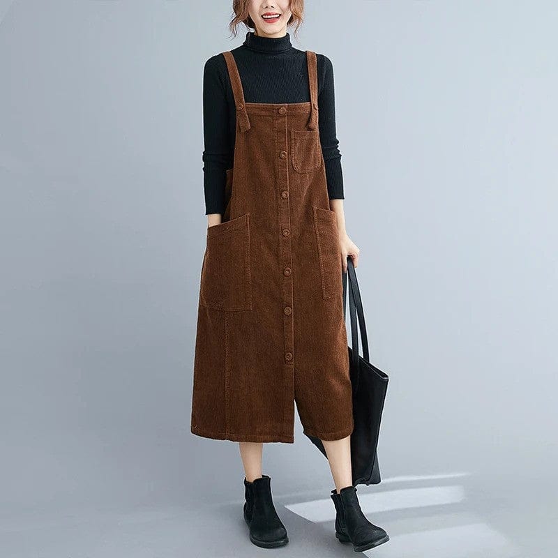 Salopette large coupe sarouel en velours côtelé pour femme