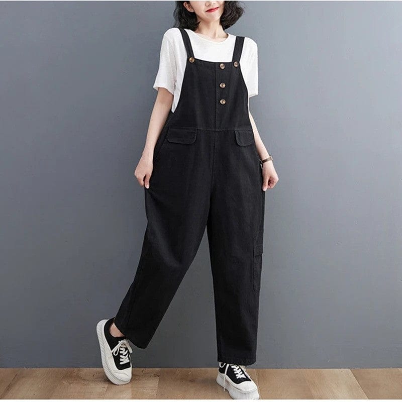 Salopette Noire Velours Côtelé