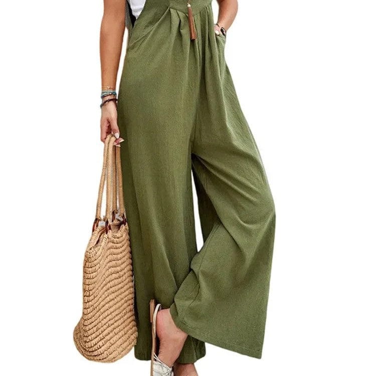 Salopette sarouel verte en coton pour femme